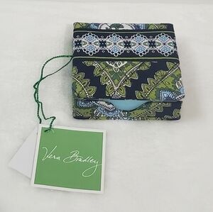 Vera Bradley Cambridge Navy Blue Green Quilted Pattern Note Box NWT